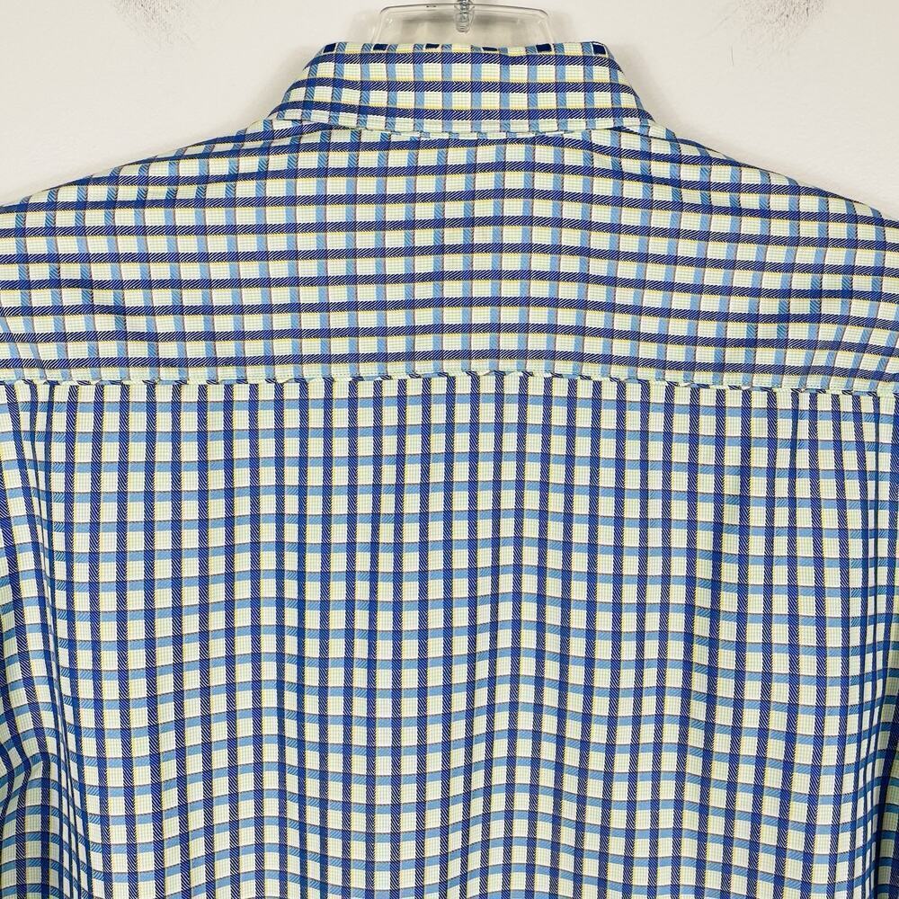 Robert Graham Flip Cuff Shirt Size Medium Blue Plaid Classic Colorful Preppy - Picture 10 of 14